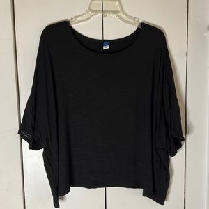 Women's Dolman Short Sleeve BlackTee size XL